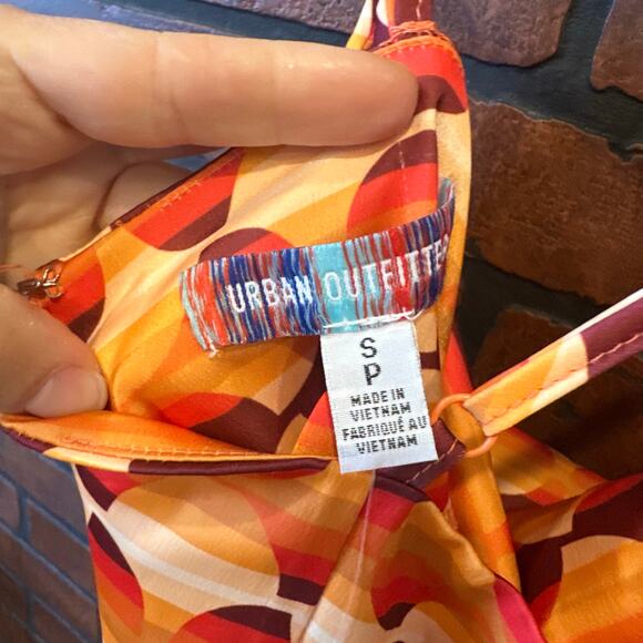 Urban Outfitters Mallory Orange Groovy Print Mini Dress NWT Size Small Festival - Picture 6 of 12
